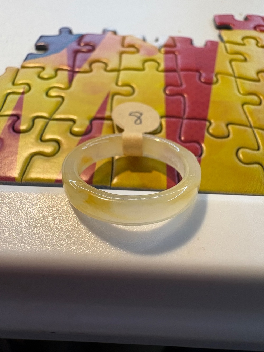 Beige-Yellow Jadeite Style Women's Ring